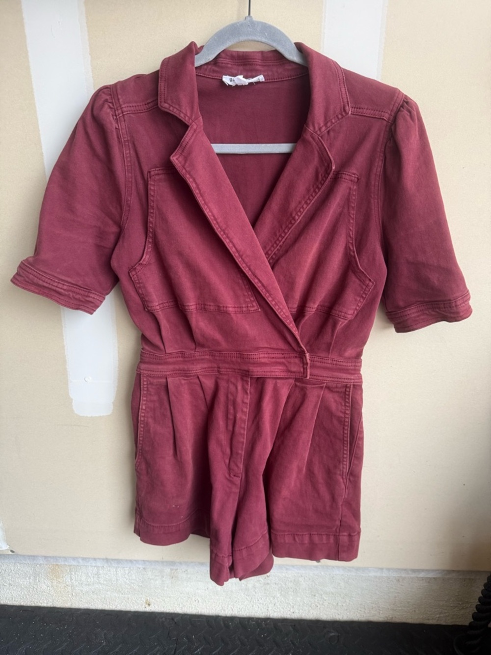 Day + Moon Burgundy Short-Sleeve Romper